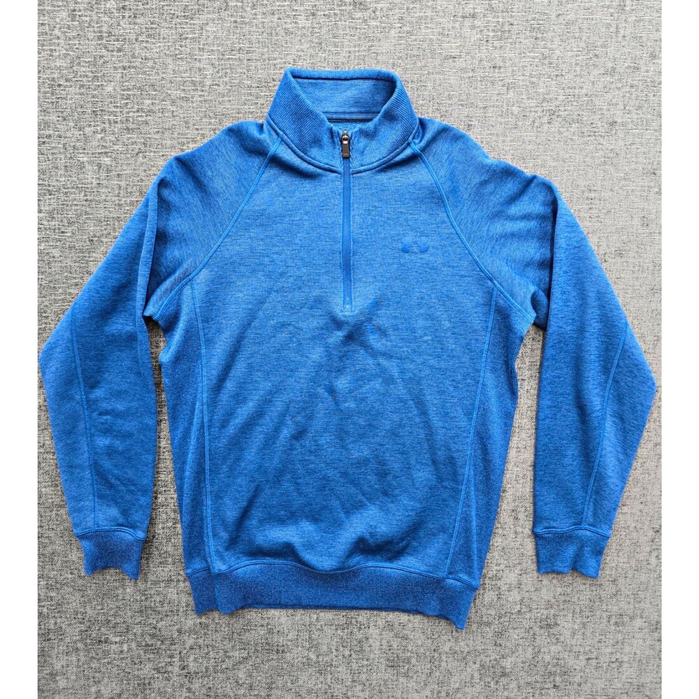 Under Armour ColdGear Blue 1/4 Zip Fleece Pullover Mock Neck Loose Men's S